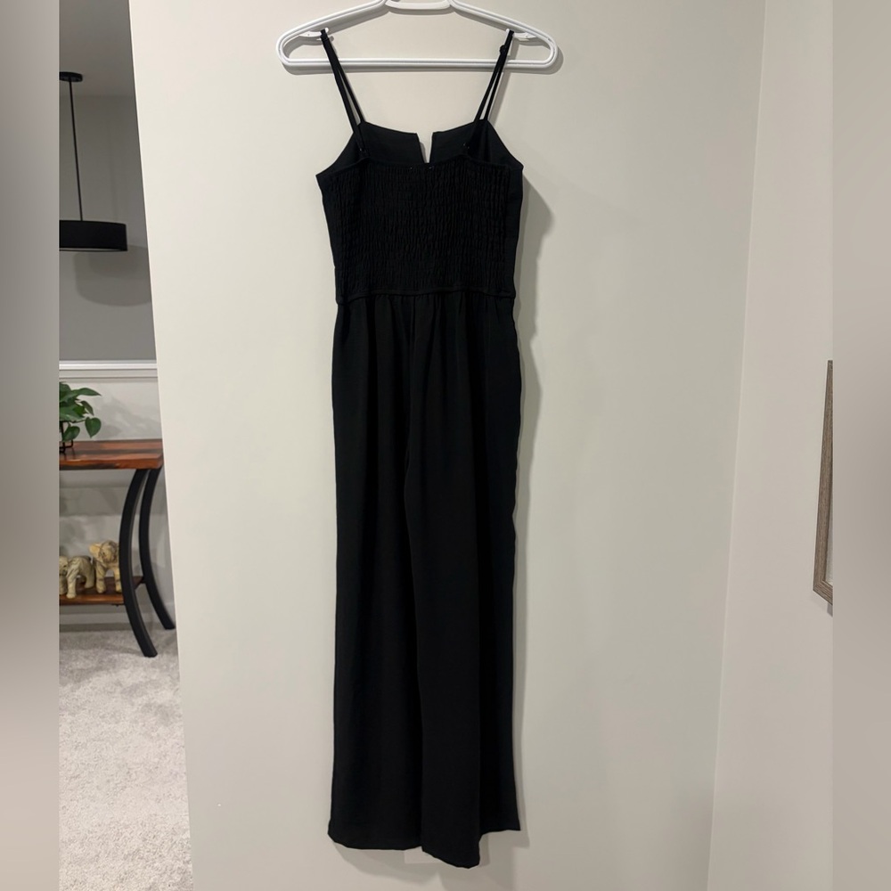 Monteau Black Sleeveless Smocked Wide Leg Jumpsuit NWT! - Picture 2 of 12
